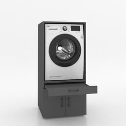 Wasmachinekast Enkel 67x145x67cm | Ruimtebesparend & Super Stevig | Met Uitschuiflade | Voor Wasmachine of Droger | Antraciet — thumbnail 1
