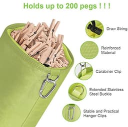 Grote Pennenzak met Sluiting en Hangende Clip voor Wasknijpers – Organisator voor Binnen en Buiten — thumbnail 4