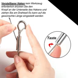 Ronte - Draadkabelset voor rankrooster met haken - Roestvrij staal - 5 touwen - Tenttouw - Waslijn - Gordijntouw - Douchegordijntouw - Zilverkleurig — thumbnail 5