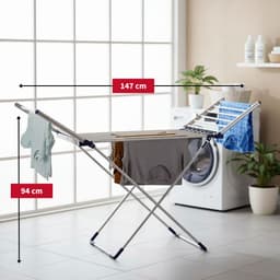 Dirt Devil Elektrisch Droogrek met Verwarming 230W - Staand Wasrek Inklapbaar met 12M Droogruimte - IPX1 Waterbestendig Wasdroogrek - 147 x 54 x 94 cm - Aluminium — thumbnail 2