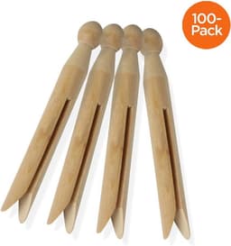 Houten Wasknijpers Traditioneel Set van 100 Stuks Natuurlijk — thumbnail 4