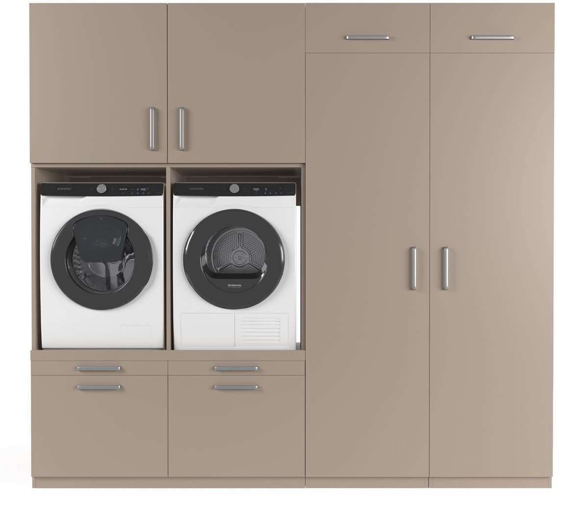 Wasophoogte® Wasmachine Kast Munich - Wasmachine verhoger - Wasmachine ombouw - 700(D)*2530(B)*2350(H) mm - Taupe — afbeelding 1