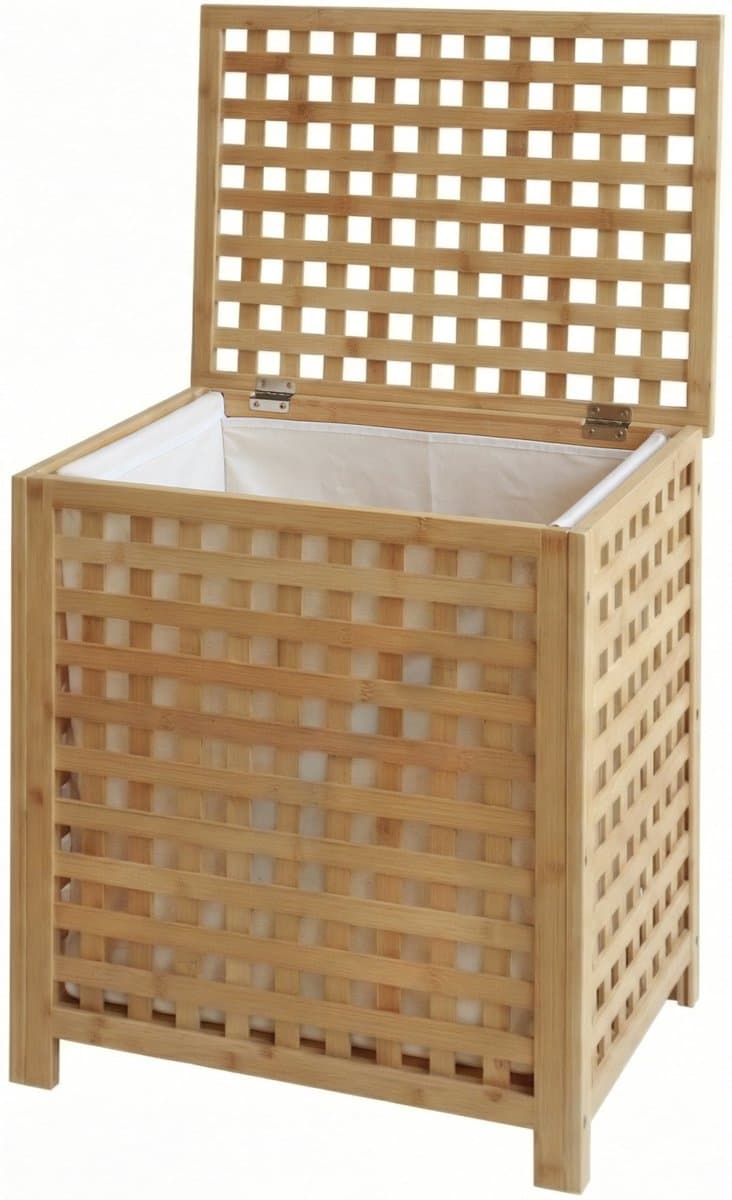 CLP Wasmand met deksel - Ronthy - Wasbox - Waszak 70L wasbaar uitneembaar - Bamboe Frame - voor Badkamer - natura — afbeelding 1