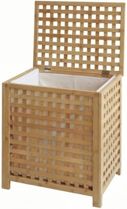 CLP Wasmand met deksel - Ronthy - Wasbox - Waszak 70L wasbaar uitneembaar - Bamboe Frame - voor Badkamer - natura — thumbnail 1