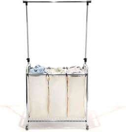 Goodivery ® 3 waszakken en in hoogte verstelbare kledingstang, wasverzamelaar, metaal, zilver, 78 x 45,7 x 99 cm — thumbnail 4