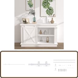 vidaXL - Ophangset - voor - minischuifdeur - 152 - cm - koolstofstaal - wit — thumbnail 1