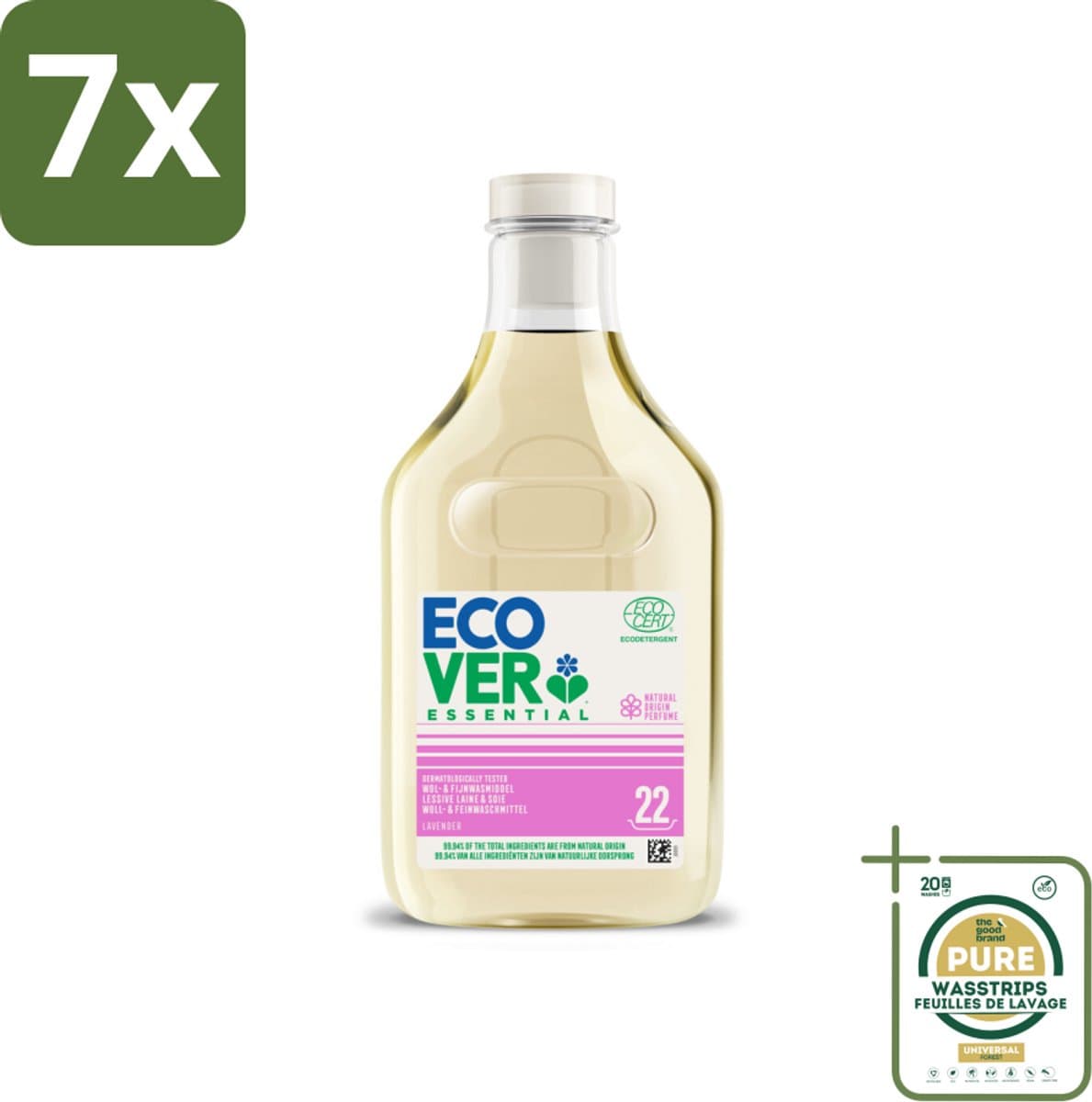 7 x Ecover - Vloeibaar wasmiddel Essential - Wol & Fijnwas - 1 liter - 22 wasbeurten - Grootverpakking - Wasmiddel Wol En Fijnwas - Delicate Stoffen Was - Milieuvriendelijk Wasmiddel - Zacht Wasmiddel - Plantage Wasmiddel — afbeelding 1