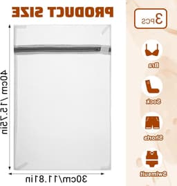 Set van 3 Kleine Wasnetjes voor Delicate Kleding | Duurzame Waszakken voor Ondergoed, Sokken en Babykleding | Ideaal voor de Wasmachine en Reizen 40 x 30 cm — thumbnail 5