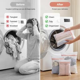SnelShoppen - Pack van 6 Grote Waszakken voor Wasmachine, Meerdere Maten, Stabiele Wasnetten met Rits, Ideaal voor Fijne Was, Ondergoed, Sokken, Bh's — thumbnail 5