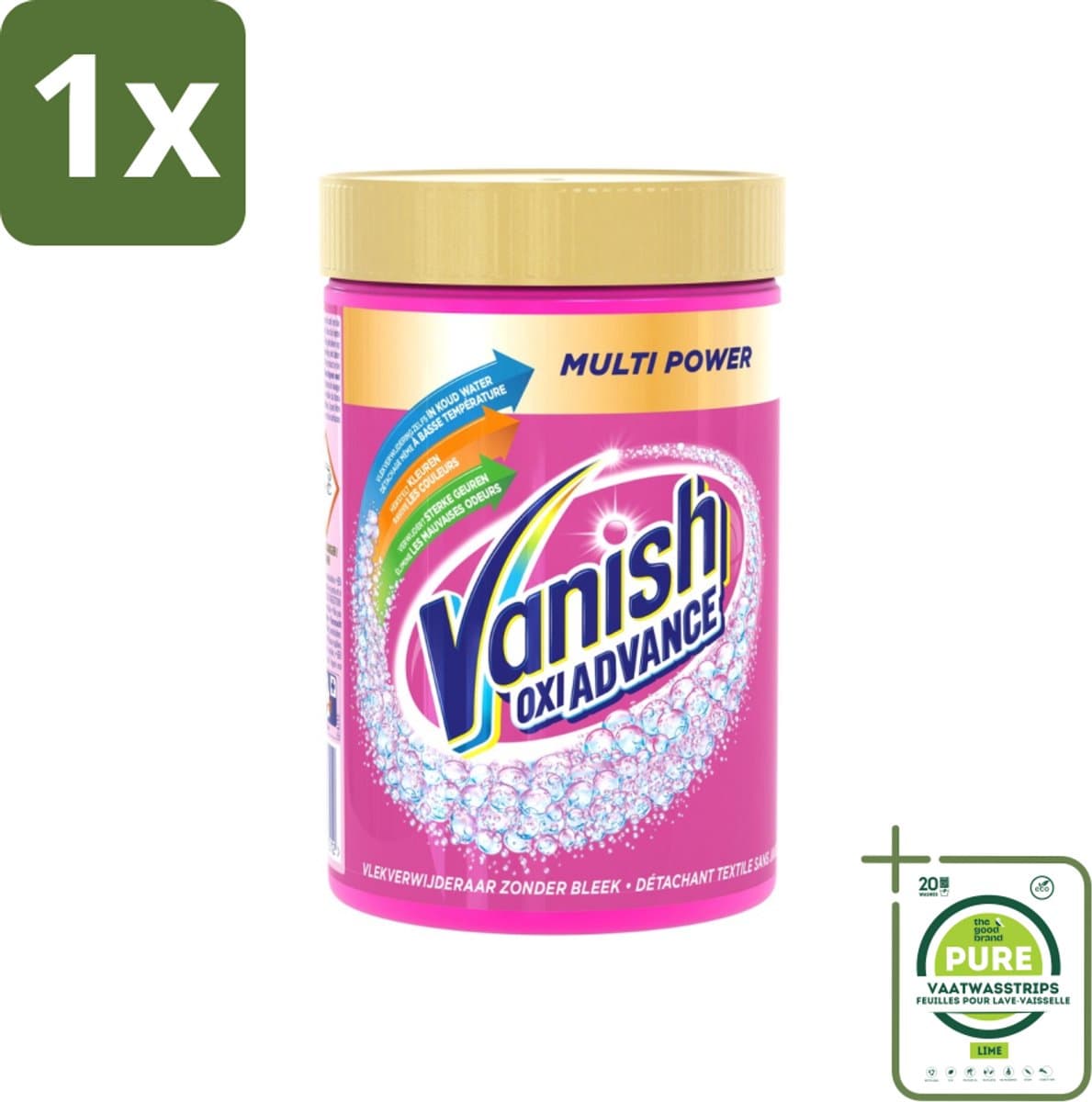 1 x Vanish Oxi Advance - Vlekkenverwijderaar Poeder - Zonder Bleek - Gekleurde Was - 600 Gram - Vlekkenverwijderaar - Waspoeder - Gekleurde Was - Vlekken Verwijderen - Actieve Zuurstof — afbeelding 1