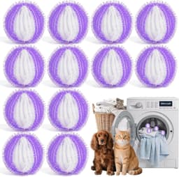 Harenvanger voor de wasmachine, 12 stuks, hergebruikbare harenvanger voor de wasmachine, harenvanger voor kleding, wasgoed en beddengoed (12 stuks, paars en wit) — thumbnail 1