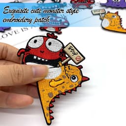 Dailygoods- Strijkpatches 12 Stuks - Grappige Monsterstijl - Opstrijkbare Patches - Kleding Versiering - Defecte Kleding Fixeren - Stijlvolle Borduurstickers - Borduurpatches — thumbnail 5