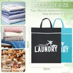 Dailygoods - HOTUT Reiswaszak, 2 stuks Badpak-sporttassen, Vuile Waszakken met Rits voor Thuis, Reizen, Vakantie, Kamperen, Caravan, Slaapzaal(Blauw + Zwart) — thumbnail 4