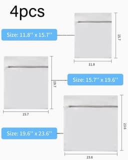 Dailygoods- Waszak 4 Stuks - Grote Waszak - Waszakken voor Wasgoed - Opbergtas voor Kleding - Duurzaam en Herbruikbaar - Beschermt Kleding - Wasnet — thumbnail 4