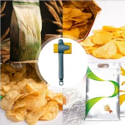 Voedselzak Clips - Zaksluiters Keuken - Levensmiddelen Bewaren - Met Schenktuit - 14 cm Diameter - Paarsblauw — thumbnail 5
