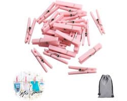 Mevrouw Jones 50 stuks babyborstel wasknijpers, spelletjes voor meisjes, kunststof wasknijpers met waterdichte tas, mini wasknijpers, grote verpakking, doe-het-zelf knutselwerk