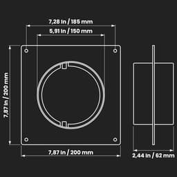 Afvoerslang koppelstuk airco - Aansluitflens Luchtkanaal - Wandplaat Ventilatiebuis - Connector voor Afzuigkap & Droger - Premium PP Materiaal - 150 mm - 200 x 200 mm - Wit — thumbnail 5