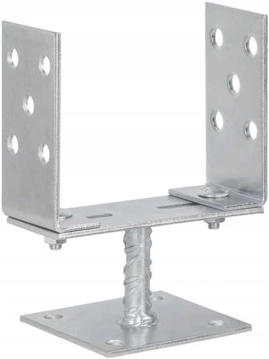 Paaldrager - Grondanker Paal - Terrassen Bouwen - Verstelbaar In Sla - 80-160 mm - Verzinkt — afbeelding 1