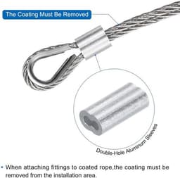 33ft Vinylgecoate Roestvrijstalen Staalkabel voor Wasrek - 2 Aluminium Hulzen - Transparant - 3/32 inch - 10m — thumbnail 5
