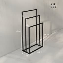 Wishdor - Droogrek - Vrijstaand handdoekenrek met 3 stangen - modern en ruimtebesparend - voor badkamer of wasruimte - metaal - zwart - 45 x 21,5 x 85 cm — thumbnail 4