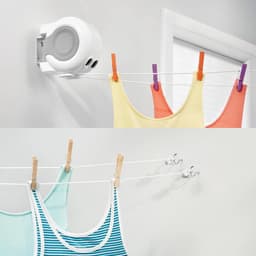 Intrekbare Waslijn - Oprolbare Lijn - Kleding Drogen - Dubbele Lijn - 26 Meter - Wit Grijs — thumbnail 2