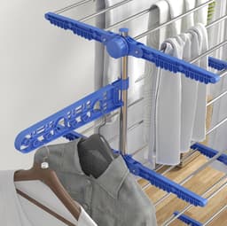 MEUNIQ Droogtoren met wielen 142 x 55 x 172 cm inklapbare wasdroger met verstelbare zijstang van roestvrij staal voor binnen Blauw — thumbnail 4