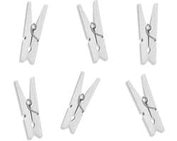 Houten Klemmen - Decoratieve Knijpers - Foto Ophangen - Natuurlijk Materiaal - 20 Stuks - Wit