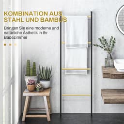 COVREO Droogrek 49 x 167,5 cm zwart staal, handdoekladder met 4 stangen — thumbnail 5