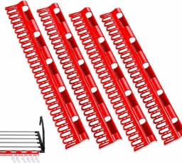 SnelShoppen - Sock Dryer Droogrek Rood - 4 Sockhouders, 32cm x 5cm, Duurzaam Plastic, Ideaal voor Sokken, Kleine Kledingstukken, Camping, Thuisgebruik — thumbnail 1
