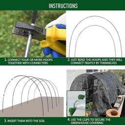 SnelShoppen - 50 Pcs Plant Tunnel Arches voor Verhoogde Bedden - Verwijderbare Folietunnel voor Tuin - Glasvezel, 38 cm, Hoops, Grondankers, Tuinacces — thumbnail 3