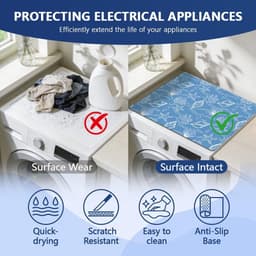 SnelShoppen - Wasmachine Topper Blauw Marine Life 60x50 cm - Multifunctionele Waterdichte Wasdroger Mat - Universele Bovenlader Wasdroger Mat voor Aan — thumbnail 2