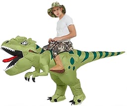 Opblaasbaar dionkostuum, opblaasbaar dinosauruskostuum voor volwassenen, dinosauruspak, carnaval, party, dino-kostuum, voor mannen en vrouwen (150 cm - 190 cm) — thumbnail 3
