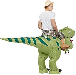 Opblaasbaar dionkostuum, opblaasbaar dinosauruskostuum voor volwassenen, dinosauruspak, carnaval, party, dino-kostuum, voor mannen en vrouwen (150 cm - 190 cm) — thumbnail 2