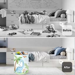 kinderwasmand, opvouwbaar, voor jongens en meisjes, grote kokosnootboom, kleding, speelgoed, opbergmand voor kinderkamer, badkamer, blauw, 63 l — thumbnail 3