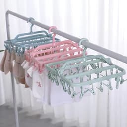 Wasknijpers van kunststof, droogrek kledinghanger, voor sokken, ondergoed, beha's, babykleding, (blauw) — thumbnail 3