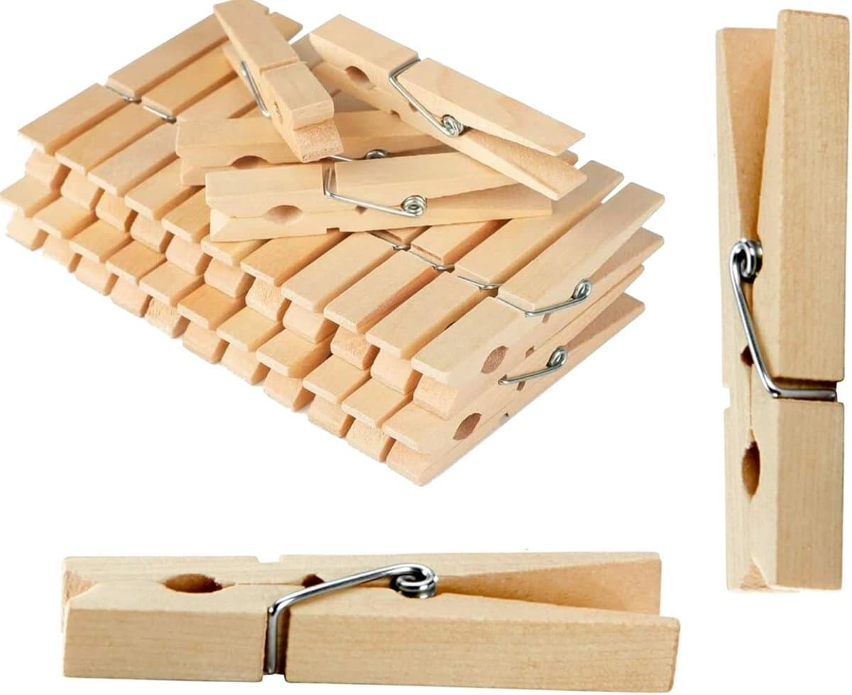 Wasknijpers van hout, duurzaam, milieuvriendelijk, wasknijpers voor het ophangen van kleding (9 cm) — afbeelding 1