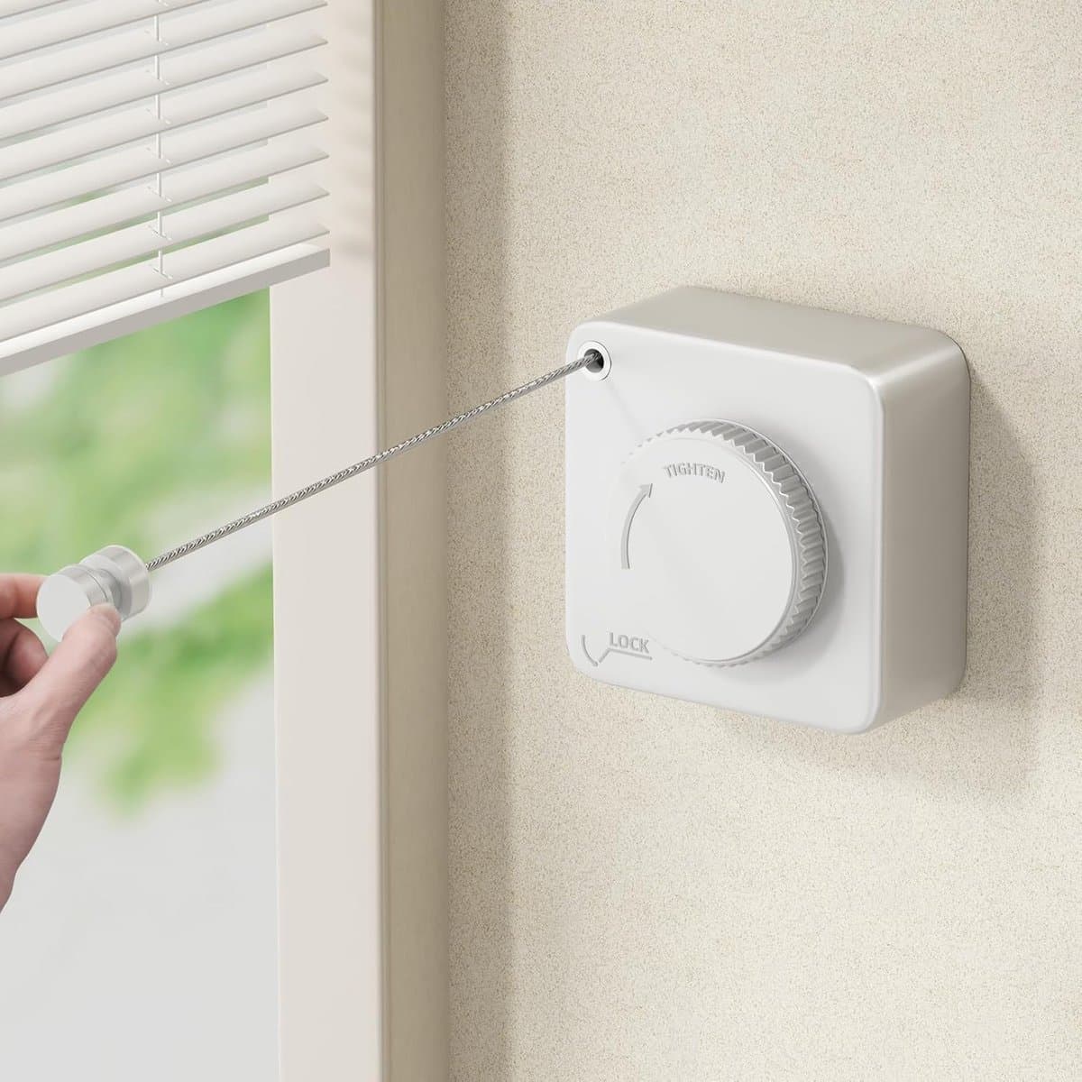 Wanddroger Intrekbare Waslijn Voor Binnen En Buiten, Uitschuifbaar Zware Roestvrijstalen Lijn, Wandmontage Niet-doorhangend, Waslijn Voor Badkamer, Balkon Waslijn 4.6m (Wit) — afbeelding 1