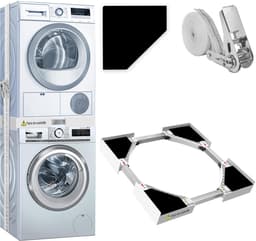 Wasmachine Droger Stapelkit - Wasmachine Verbindingsframe - Stapelrek voor Wasmachine en Droger - Ruimtebesparende Houder - Verstelbare Apparaten Steun - Kunststof Stapelset — thumbnail 1