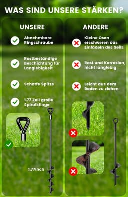 SnelShoppen - Grondankers 65 cm, set van 4 premium Secure grondankers voor springkastelen, stacaravans, paviljoens en zware voorwerpen, ideaal voor fe — thumbnail 2