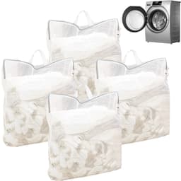 Wasnet voor wasmachine, 50 x 60 cm, waszak, groot met handvat, herbruikbare reis-waszak, hangende waszak, voor gevoelige mantels, blouse, beha, enz. (wit) — thumbnail 1