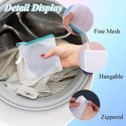 Kleine waszakken set van 6, herbruikbare anti-klevende opbergtassen met ritssluiting voor delicate kleding, ideaal voor thuis en op reis, perfect voor sokken en handschoenen in 5 kleuren — thumbnail 4
