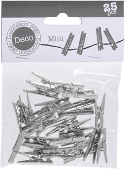 Wasknijpers Mini 30 mm - Cadeauknijpers - Fotoklemmen - Knutselklemmen - Decoratieklemmen - 25 Stuks Zilver Metallic - Klemmen — thumbnail 1
