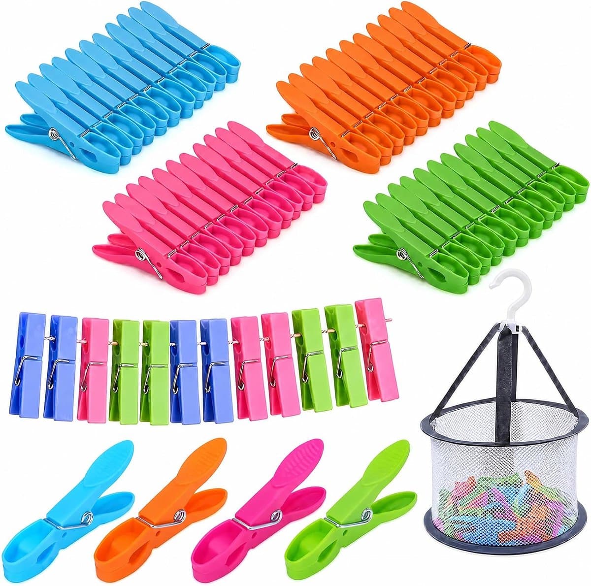 Wasknijpers 60 stuks - winddicht - afdrukvrij plastic - ideaal voor waslijnen - ShopVlot — afbeelding 1