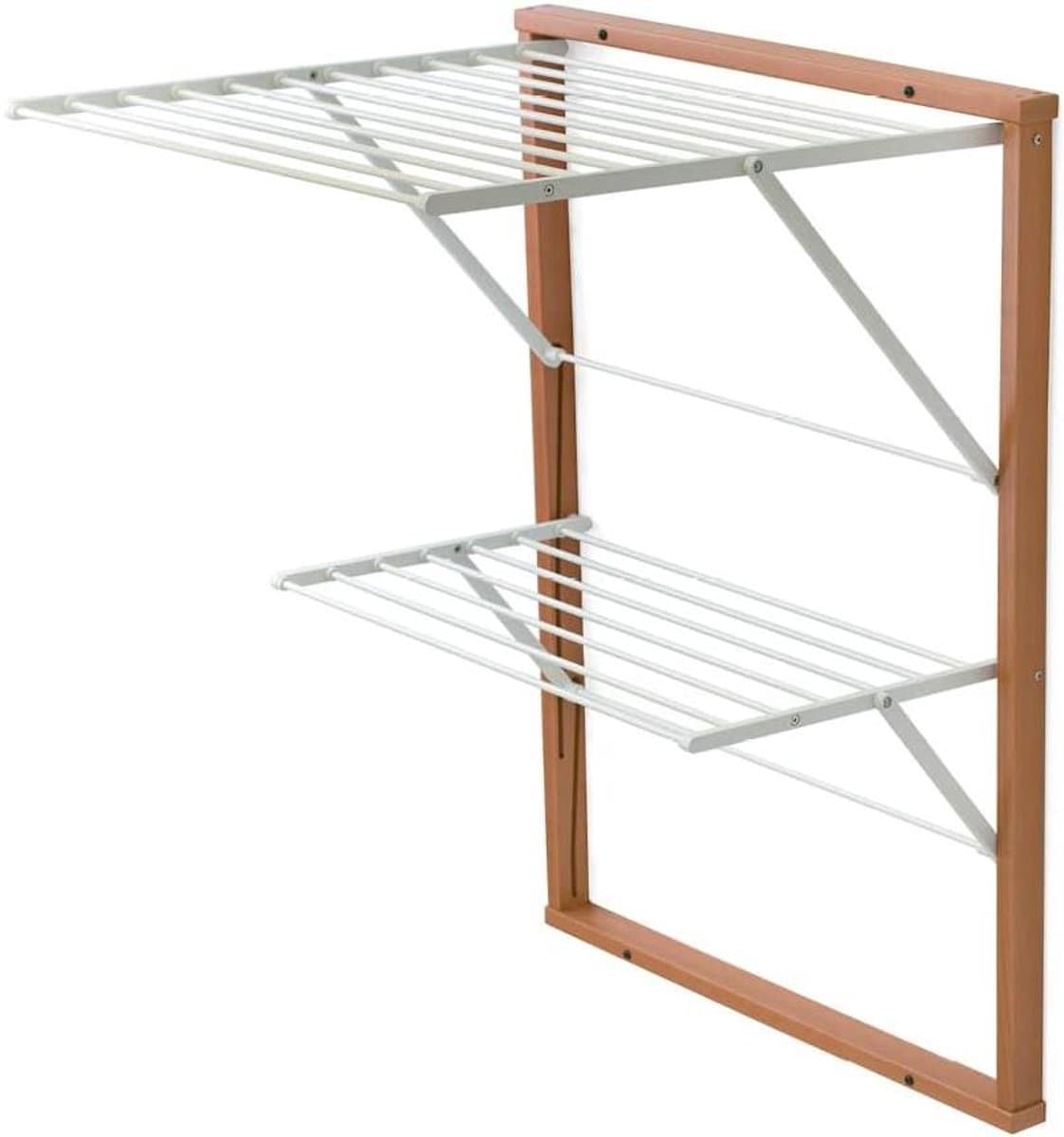 Droogrek Hout - Wanddroger Uittrekbaar - Kleding Drogen - 11 Meter Drooglijn - 69 x 80 cm - Kersen — afbeelding 1