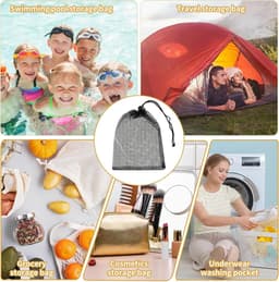 Nettassen - Zwart Nylon - Lichtgewicht en Duurzaam - Verstelbare Trekkoordsluiting - Voor Diverse Toepassingen — thumbnail 5