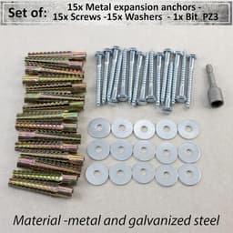 - Set van 15 metalen expansiepluggen met externe vertanding Ø8x60 mm kleur goud + 15 houtdraadbouten Ø6x60 mm gedeeltelijke schroefdraad + 15 brede ringen voor M6-bout + zeskantsleutel SW10 — thumbnail 4
