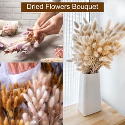 Gedroogde bloemen, konijnen, staarten, pampasgras, 45 cm, mini lagurus ovatus boeket voor thuis, bloemendecoratie, cyaan — thumbnail 5