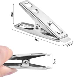 Wasknijpers RVS - Kledingklemmen Clips - Kleding Drogen - Antislip Textuur - 10 stuks - Zilverkleurig — thumbnail 5