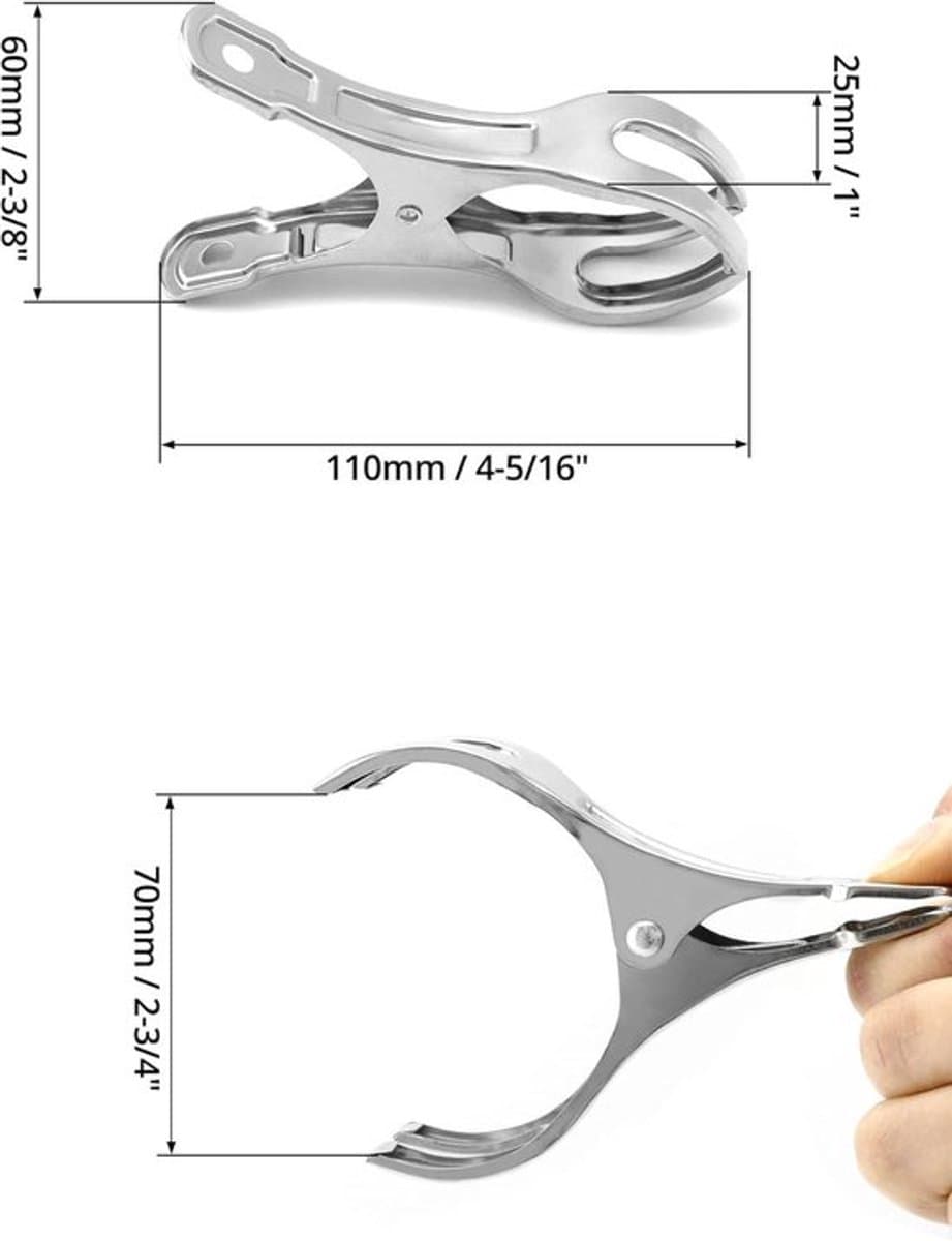 Set van 10 roestvrijstalen handdoekclips - Strandlaken clips - Windbestendige veerclips - 11 cm - Voor badhanddoek en lakens — afbeelding 1