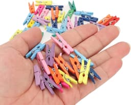 Mini Wasknijpers - Houten Knijpers - Foto's Ophangen - Levendige Kleuren - 200 stuks - Gekleurd — thumbnail 5